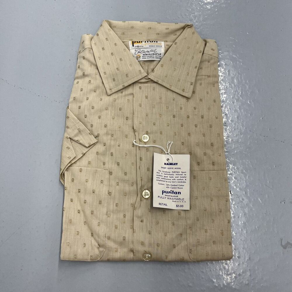 NOS Vintage 60s Puritan Beige Pattern Rayon Loop Collar